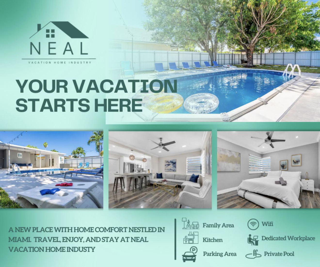 beautiful 4BR/2BA with Pool, Fire Pit, Cornhole, Patio, 4 Bd, 2 Ba, Park